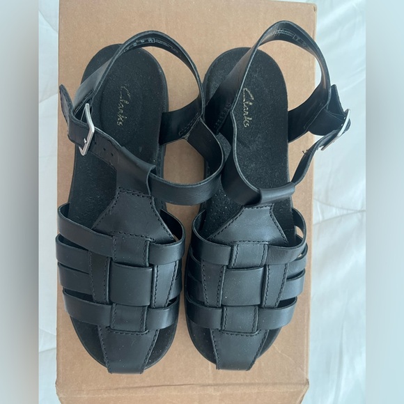 Clarks Shoes - Clark’s Black Leather Fisherman Sandals Never-Worn